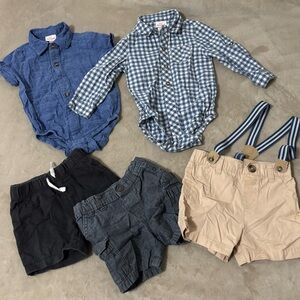 Bundle of 7️⃣ Baby Boy Clothing Set - Blue and Beige Size 12M